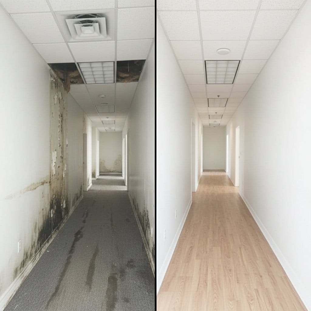 Mold Testing & Lab Reporting restoration โ commercial office space of Tudor home in Haworth, NJ